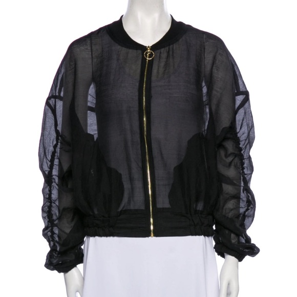 AUTH Roberto Cavalli Ruffle Bomber Jacket - Picture 1 of 3